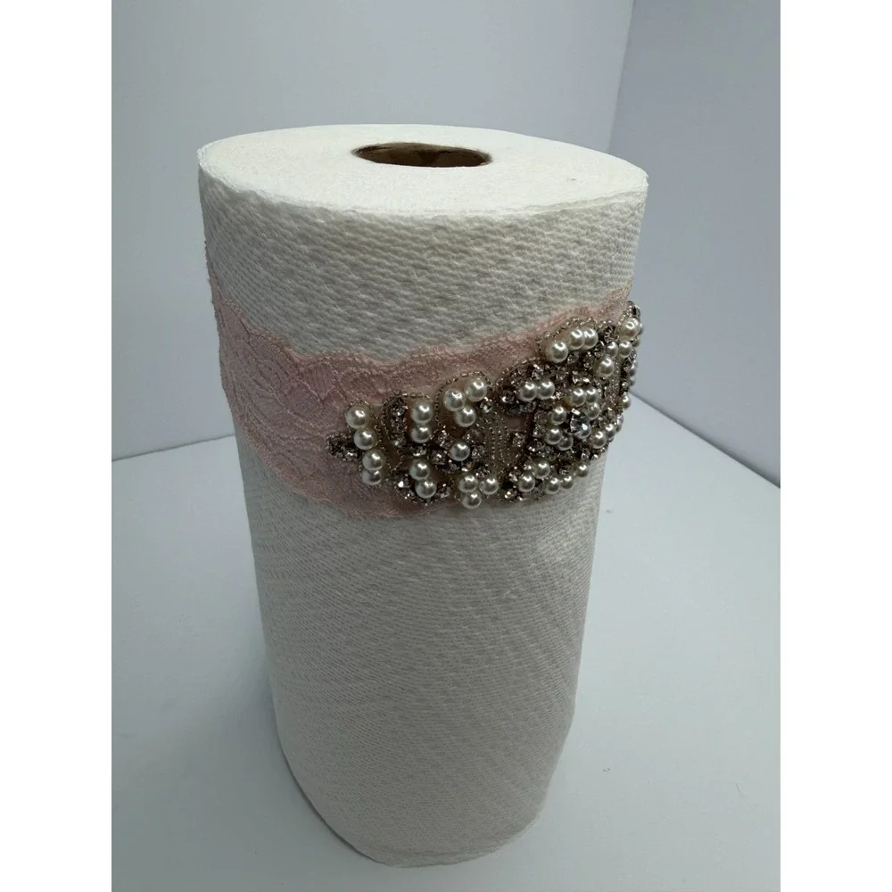 Bridal Wedding Garter Blush Pink Lace Pearl Rhinestone Crystal Beaded Bride Pink